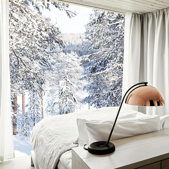 All our suites have stunning Scandinavian style interior and panoramic windows with view to the forest.