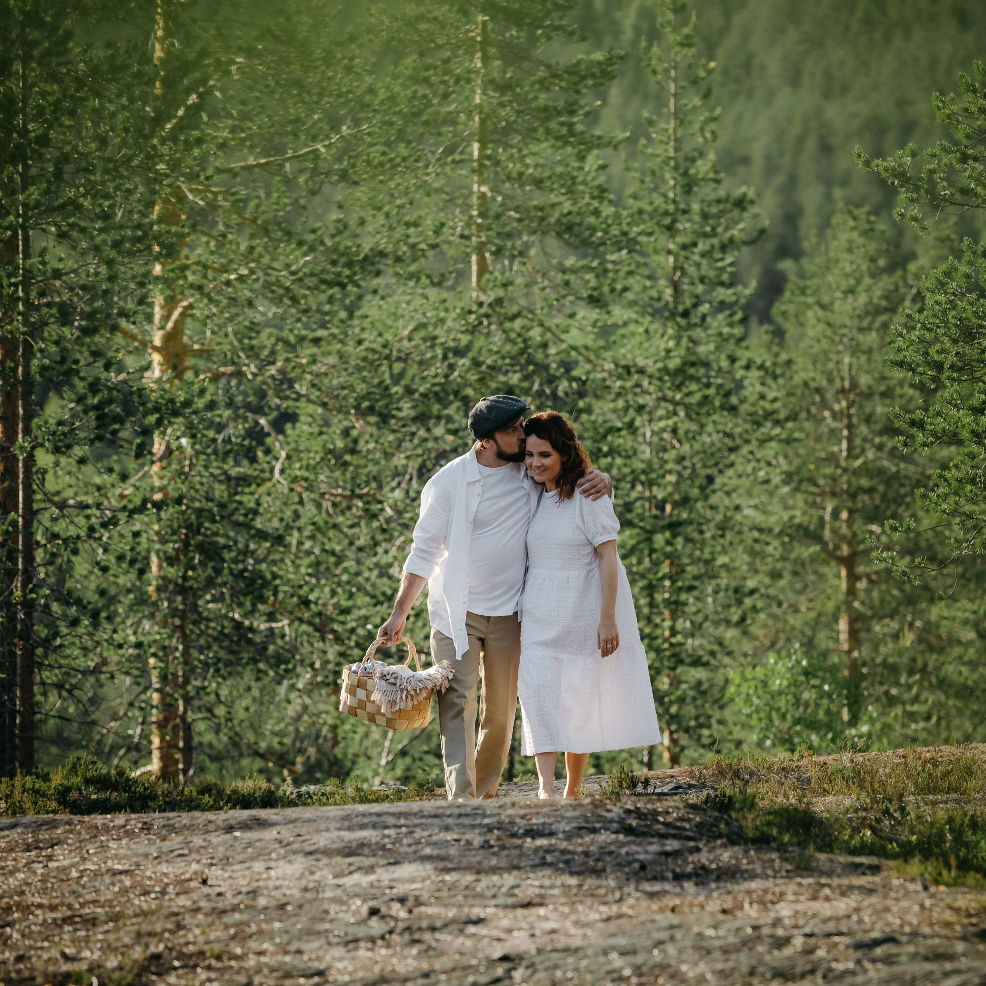 Romantic Midnight Sun picnic at the summer forest at Arctic TreeHouse Hotel