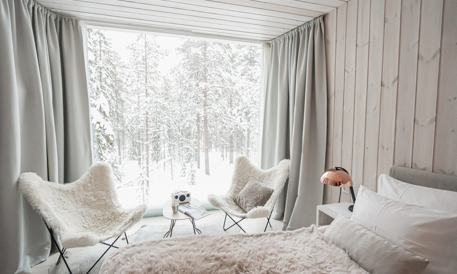 Arctic TreeHouse Suite in the winter in Finnish Lapland, Rovaniemi.