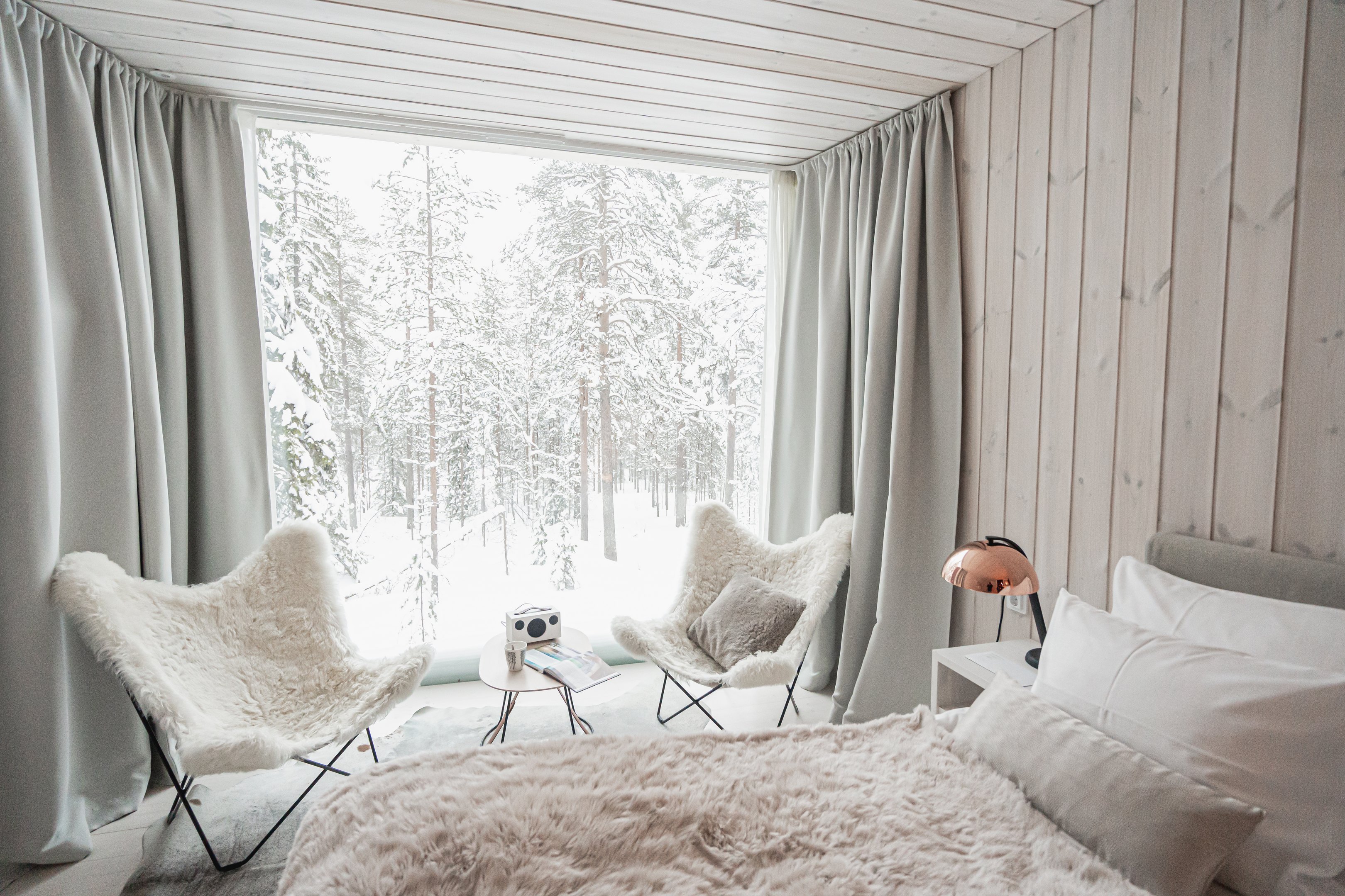 Arctic TreeHouse Suite in the winter in Finnish Lapland, Rovaniemi.