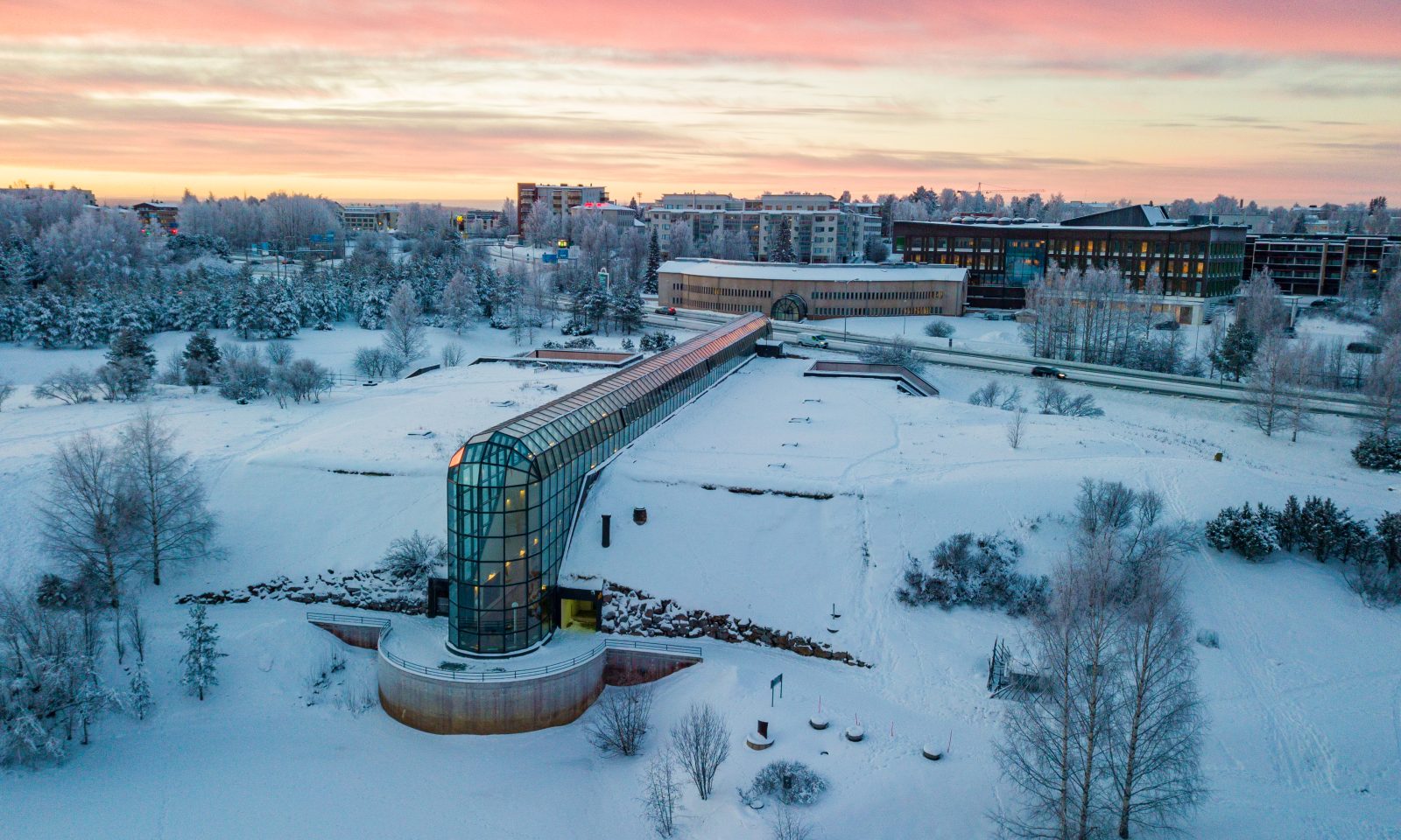 Arktikum Science Centre and museum in winter day.