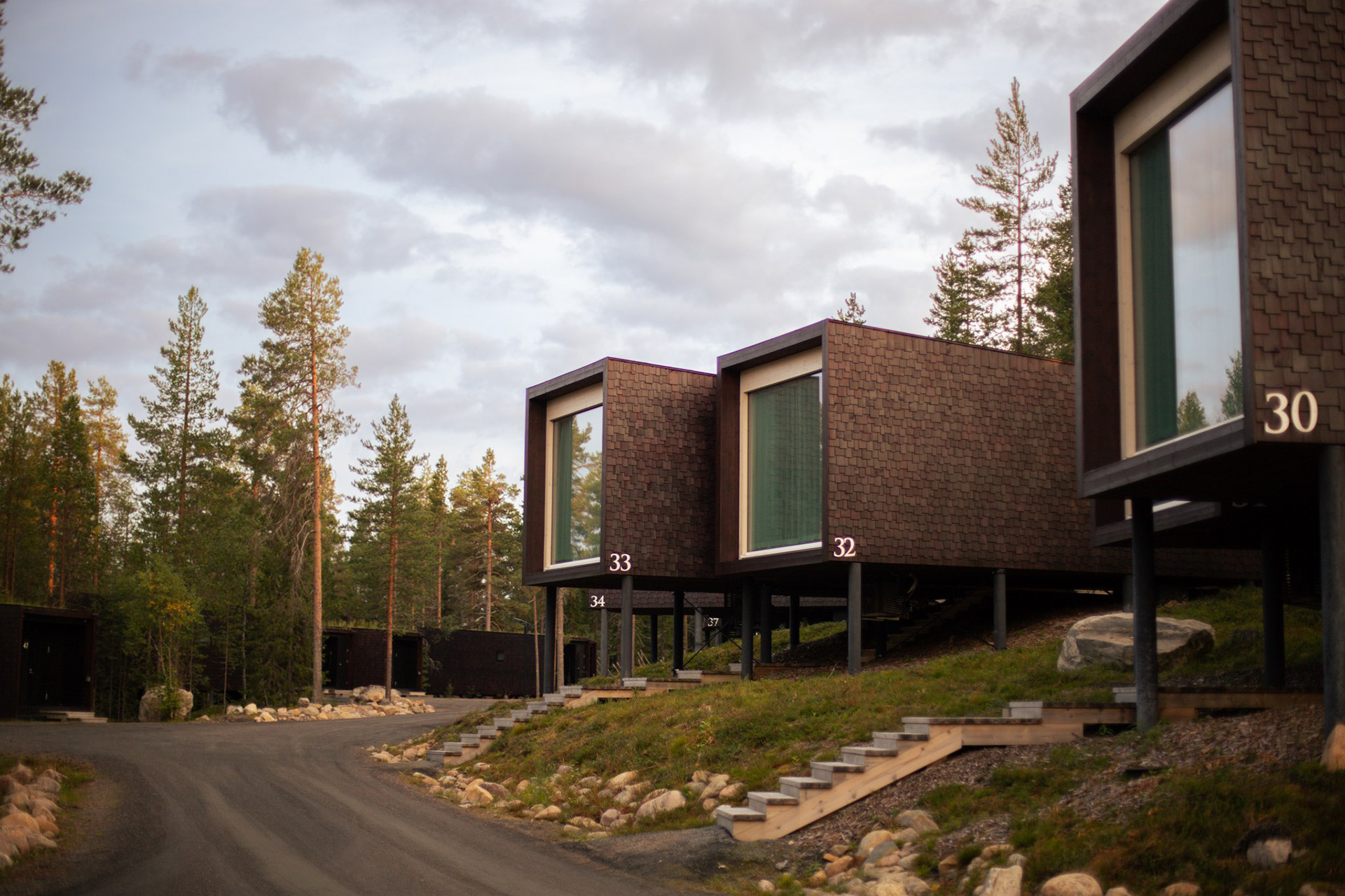 Arctic TreeHouse Suites in summer in Rovaniemi, Finland.