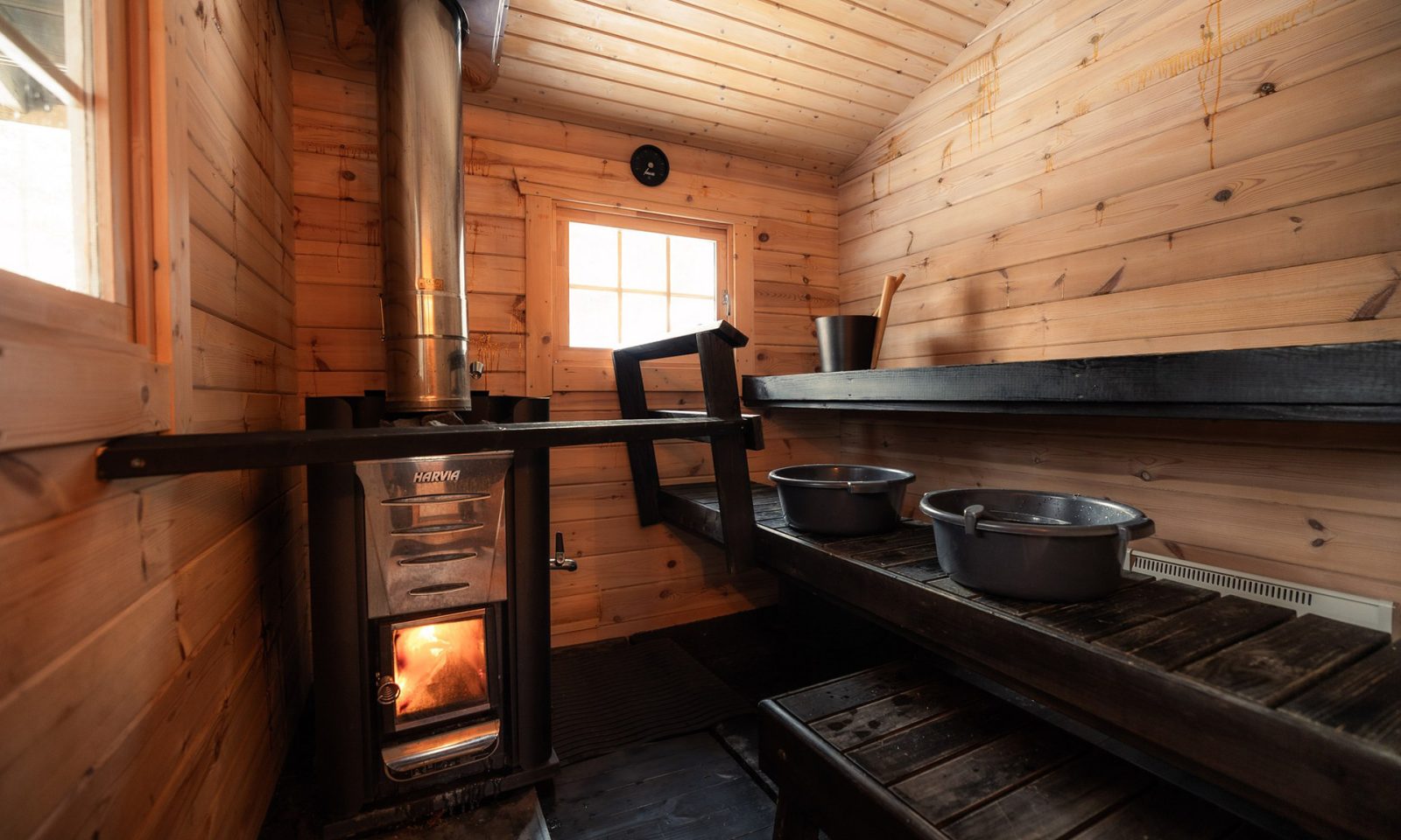 Traditional wood Sauna at the Arctic TreeHouse Hotel.