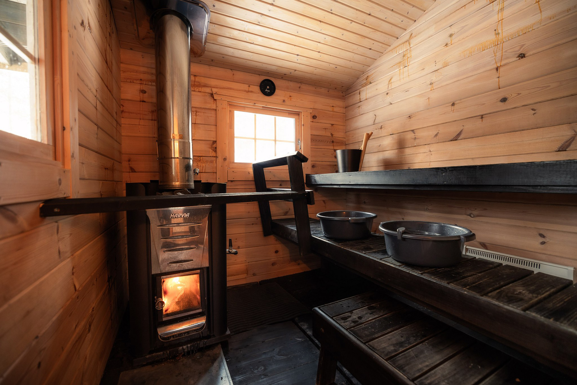 Traditional wood Sauna at the Arctic TreeHouse Hotel.