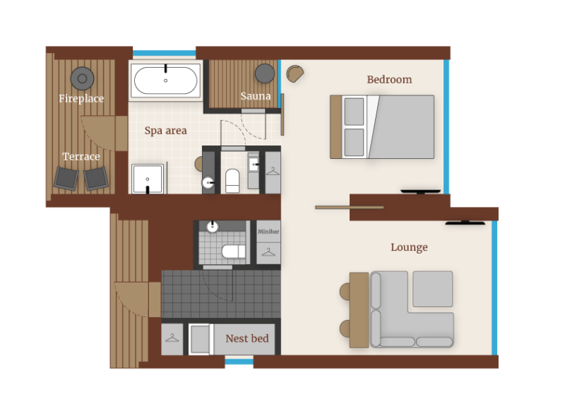 Layout of Arctic Scene Executive Suites. Rovaniemi, Lapland, Finland